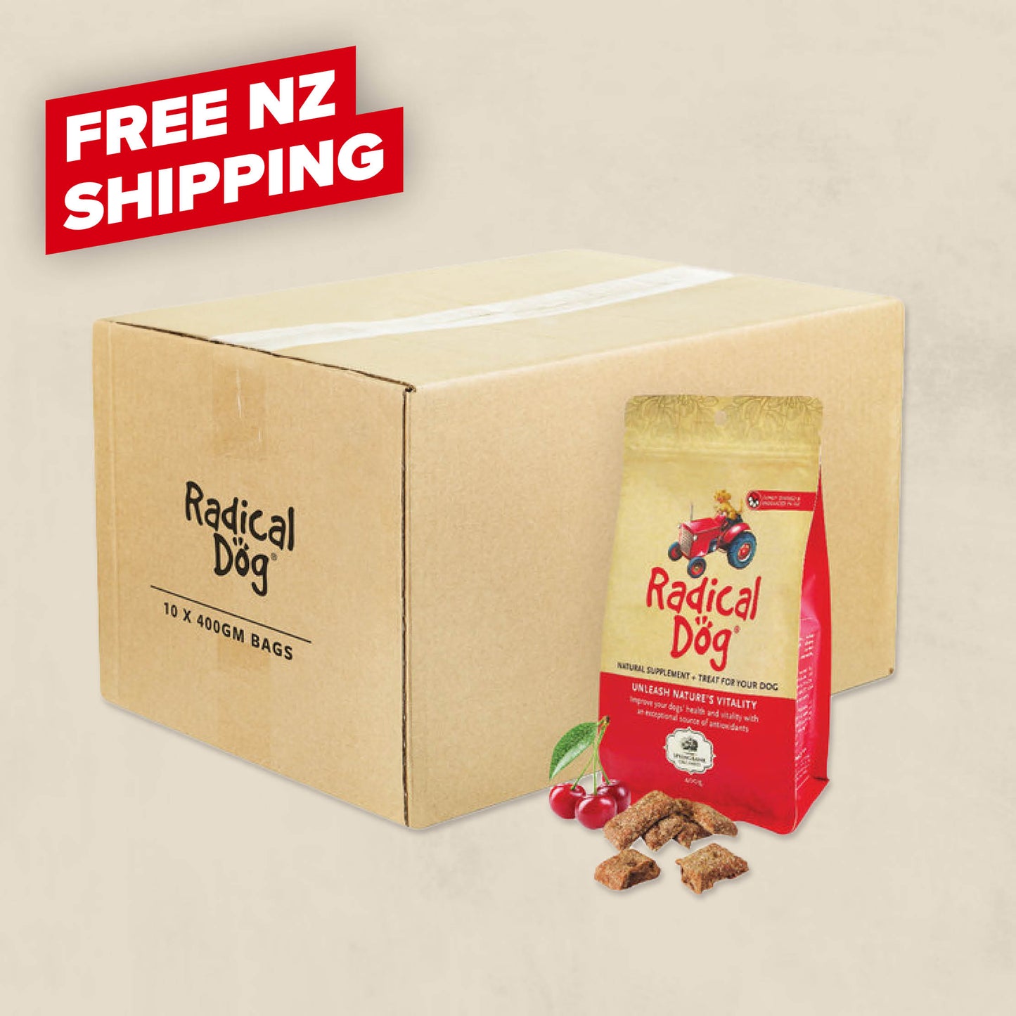10 Bag Carton of Radical Dog Premium Dog Biscuits